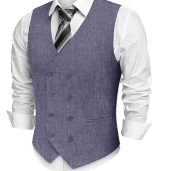 COOFANDY Double Breasted Suit Vest Lightweight Waistcoat Slim Fit Sz M Men - Picture 6 of 6